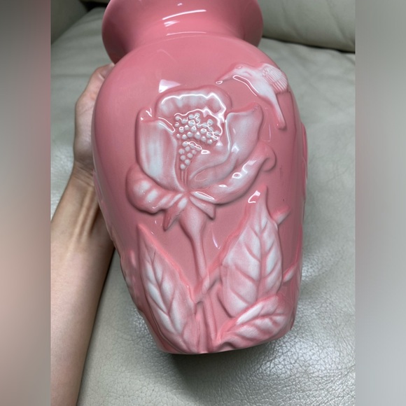 Teleflora Pink Hummingbird Floral 8 Inch Ceramic Vase - Picture 6 of 12